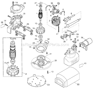 Page A Diagram and Parts List for 6160 Type 1 Black and Decker Orbital or Palm Sander